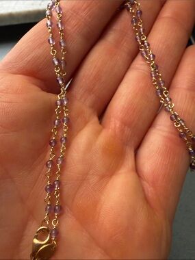 Delicate 14k yellow gold and amethyst station necklace!